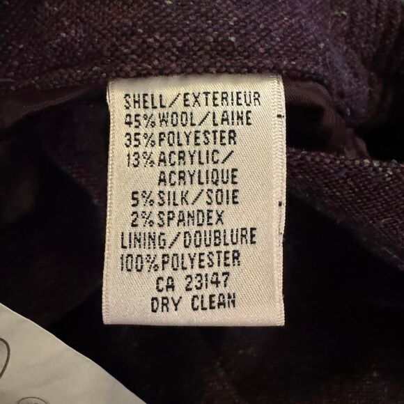 Talbots Woman 20W Purple Wool Blend Lined Stretch Trousers Tweed Pants - Picture 4 of 8